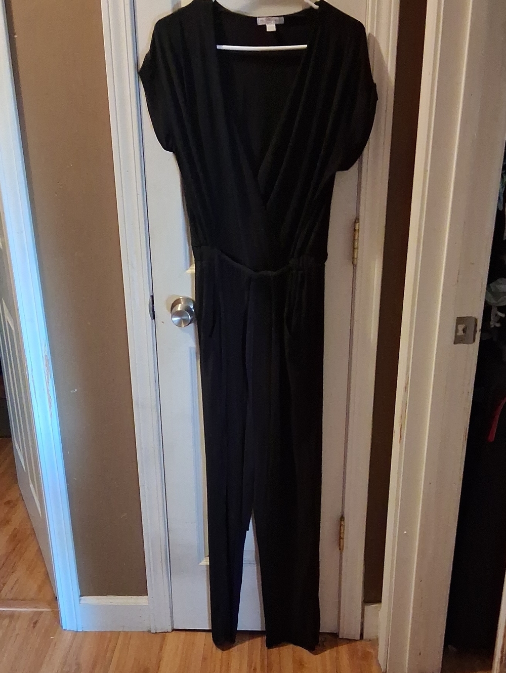 Black Women's Wrap-Front Jumpsuit
